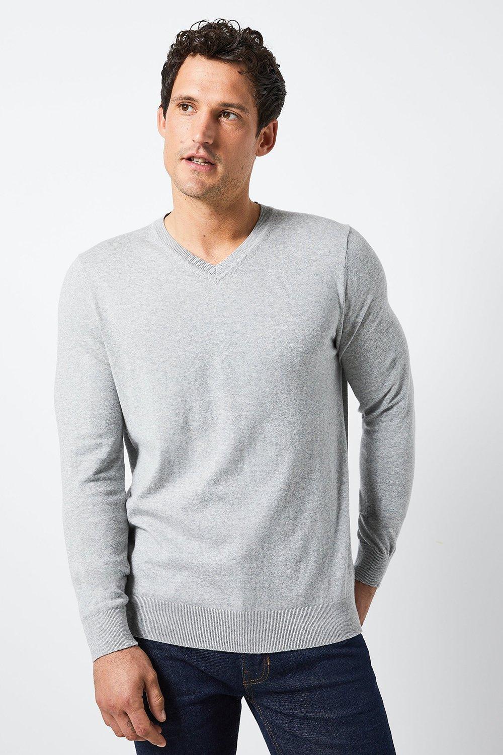 Jumpers Cardigans Grey V Neck Jumper Burton